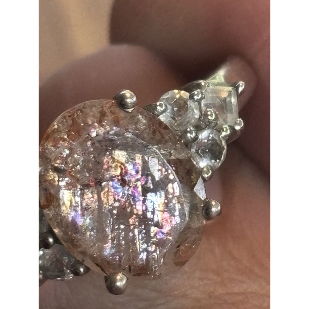 Vintage STS Sterling Silver Natural Sunstone Ring Size 8.75 - Picture 6 of 11